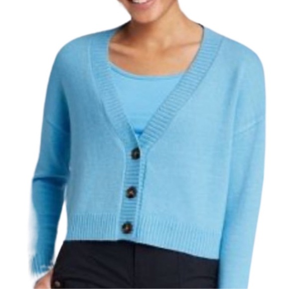 Wild Fable Slouchy Button-Front Cropped Cardigan Sweater Blue sz XS - Picture 2 of 8